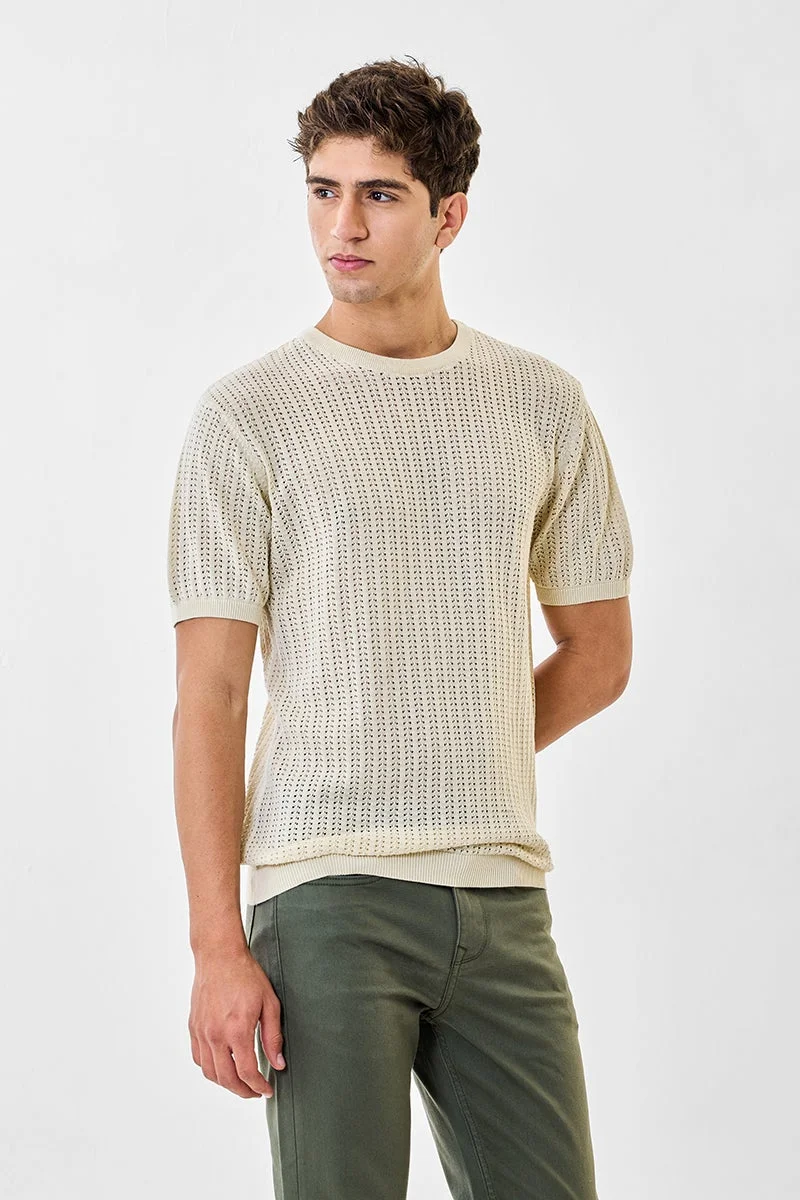 SNITCH 100% Cotton Regular Fit Flat Knit T-Shirt